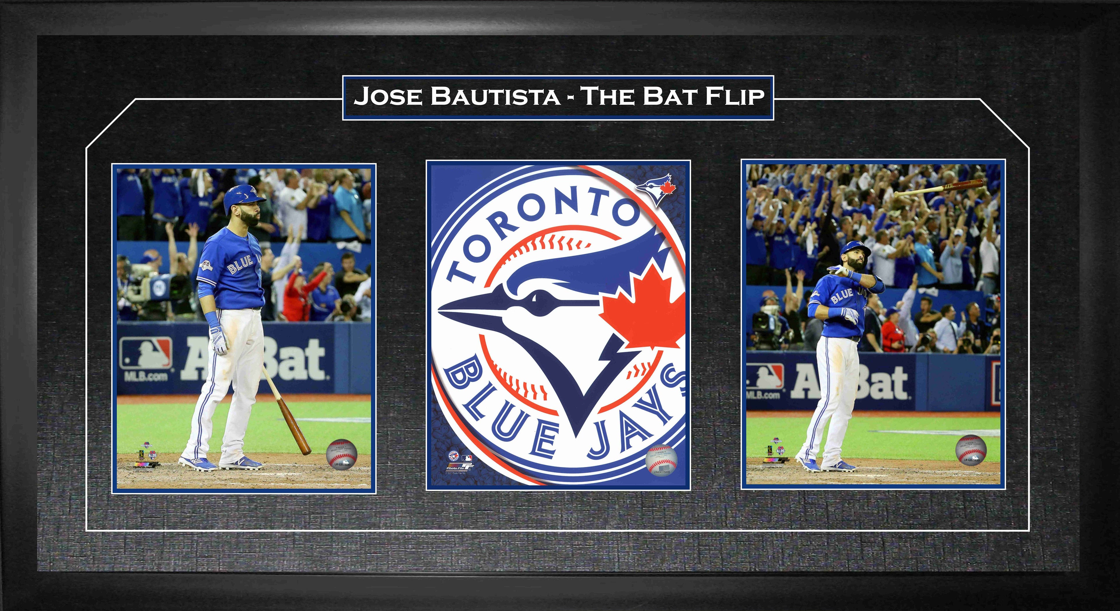 Jose Bautista Toronto Blue Jays Triple 8x10 Photo Frame The Bat Flip - - Unsigned 8x10's Framed - Frameworth Sports Marketing - I Love BJs