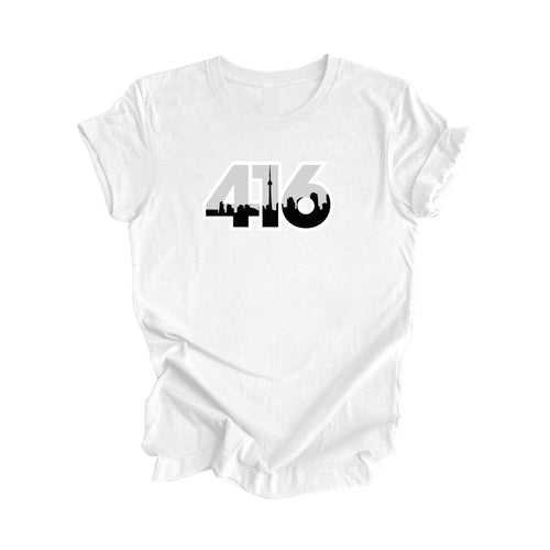 416 Toronto Ontario Canada Area Code City Skyline Gift - Unisex T-Shirt - Inspired X - White - T-Shirt - Inspired X - I Love BJs