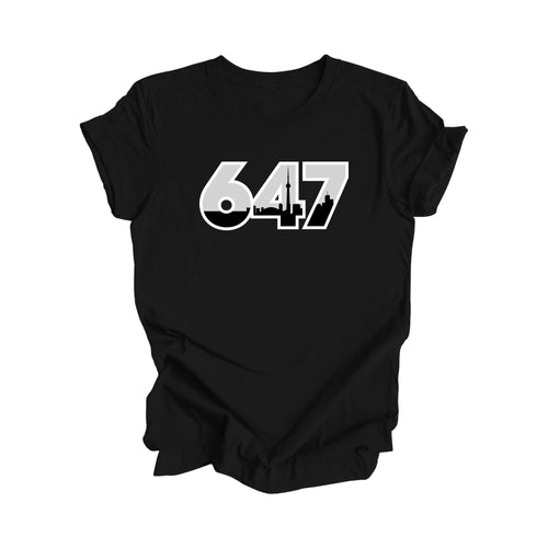 647 Toronto Ontario Canada Area Code City Skyline Gift - Unisex T-Shirt - Inspired X - Black - T-Shirt - Inspired X - I Love BJs
