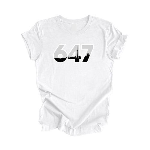 647 Toronto Ontario Canada Area Code City Skyline Gift - Unisex T-Shirt - Inspired X - White - T-Shirt - Inspired X - I Love BJs