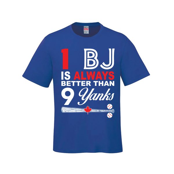 1 BJ is Always Better Than 9 Yanks – The Ultimate Rivalry Tee - Royal Blue - T-Shirt - I Love BJs Shop - I Love BJs