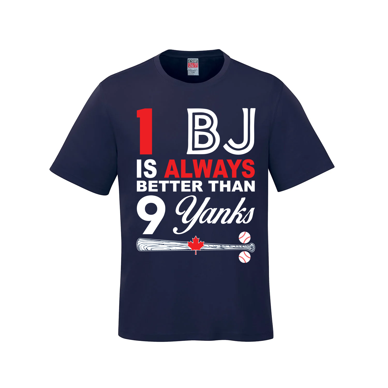 1 BJ is Always Better Than 9 Yanks – The Ultimate Rivalry Tee - Navy - T-Shirt - I Love BJs Shop