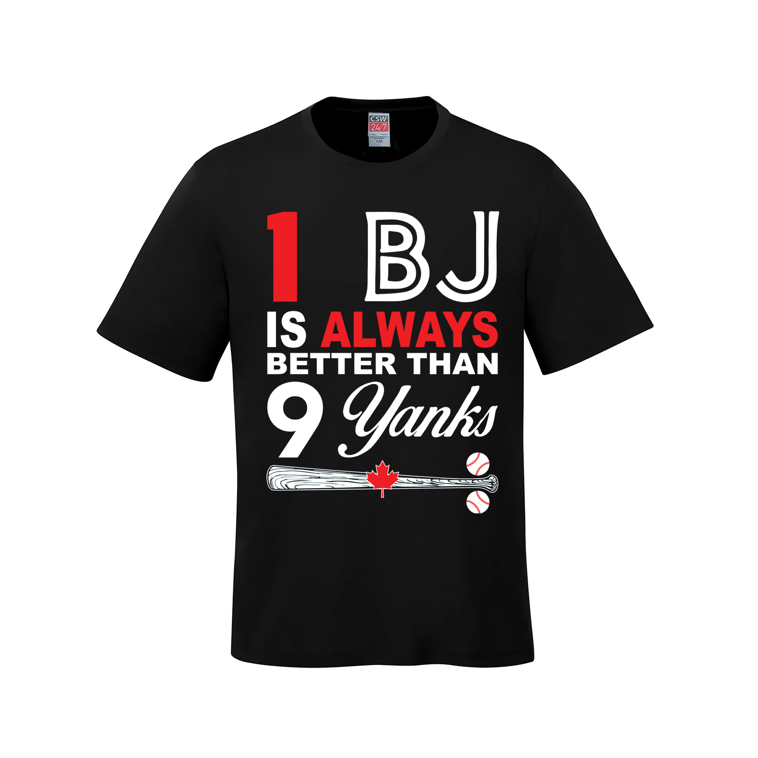 1 BJ is Always Better Than 9 Yanks – The Ultimate Rivalry Tee - Black - T-Shirt - I Love BJs Shop