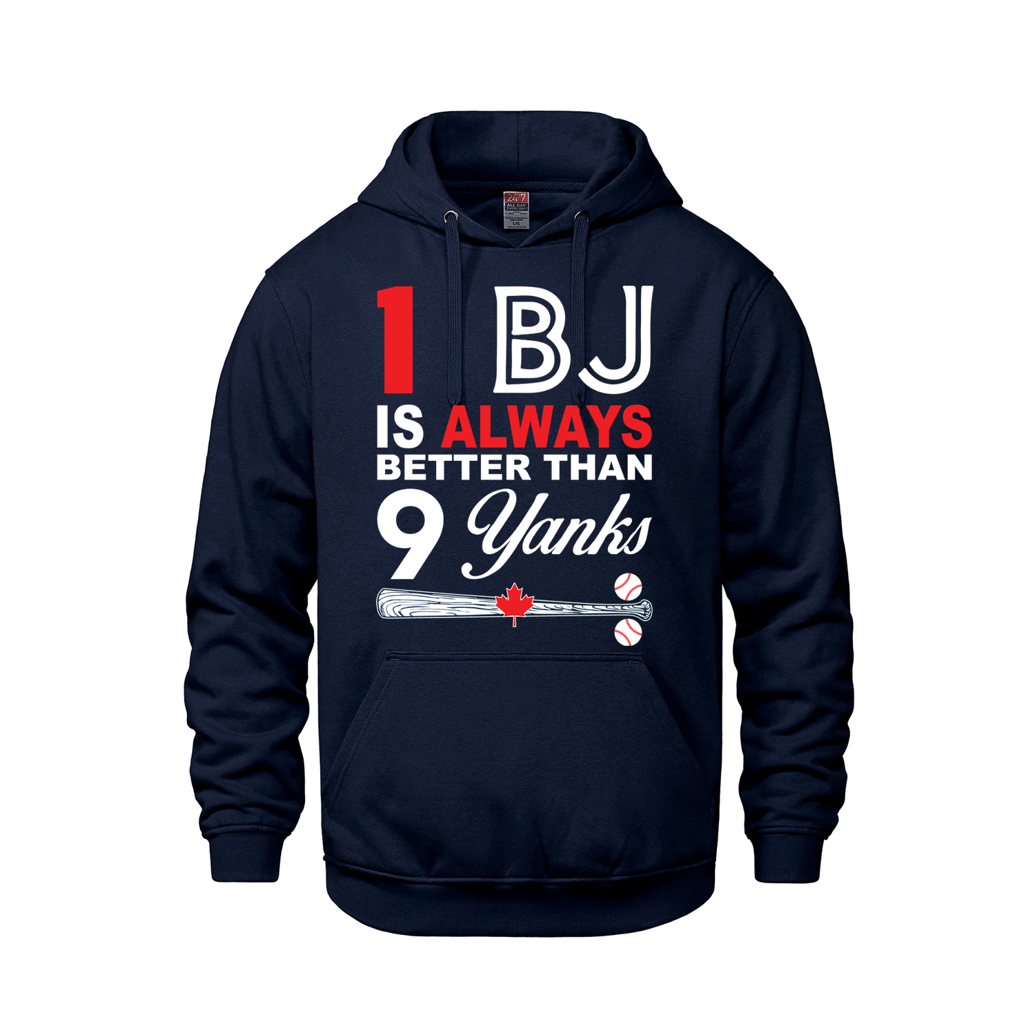 1 BJ is Always Better Than 9 Yanks – Pullover Hoodie - Navy - Fleece - I Love BJs Shop