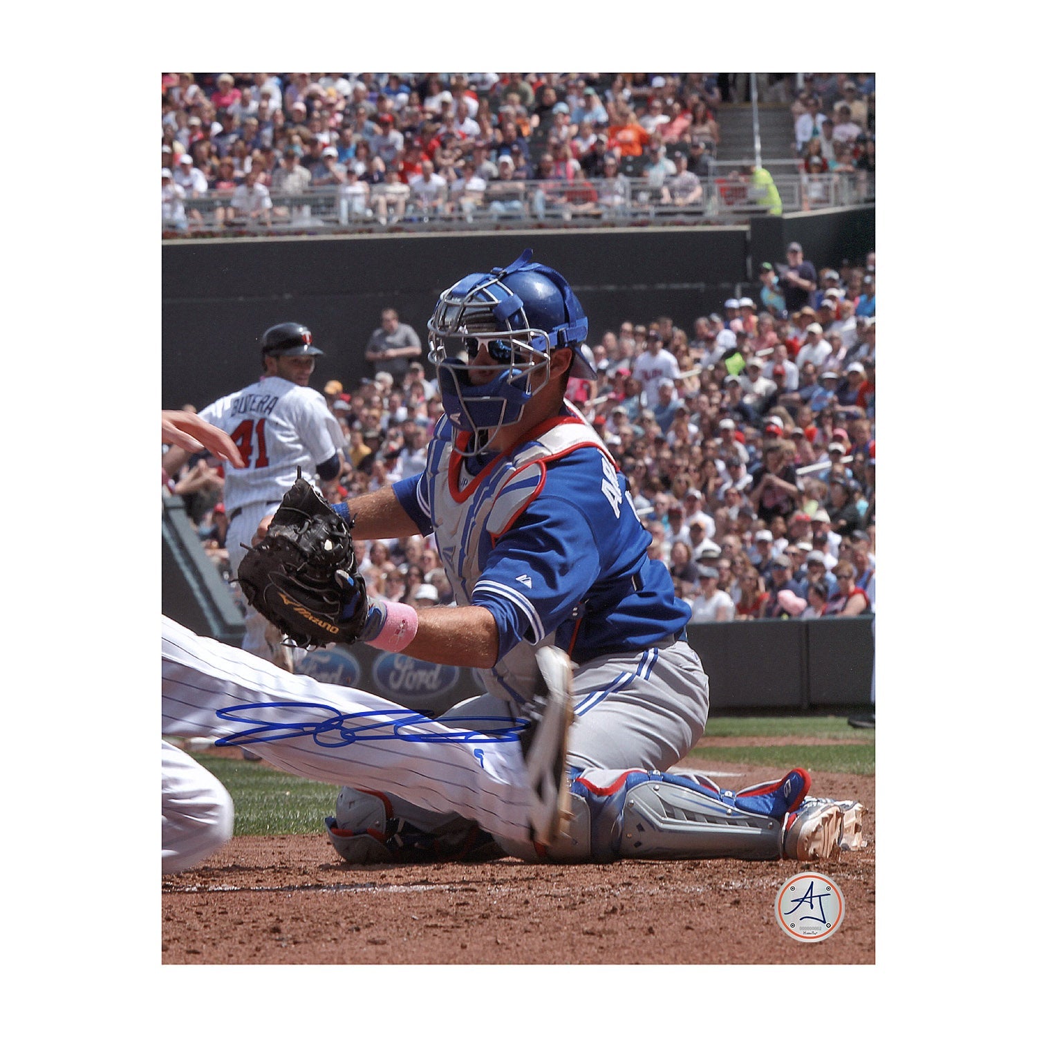 JP Arencibia Autographed Toronto Blue Jays Baseball 8x10 Photo - - Autographed 8x10 Photos - AJ Sports - I Love BJs
