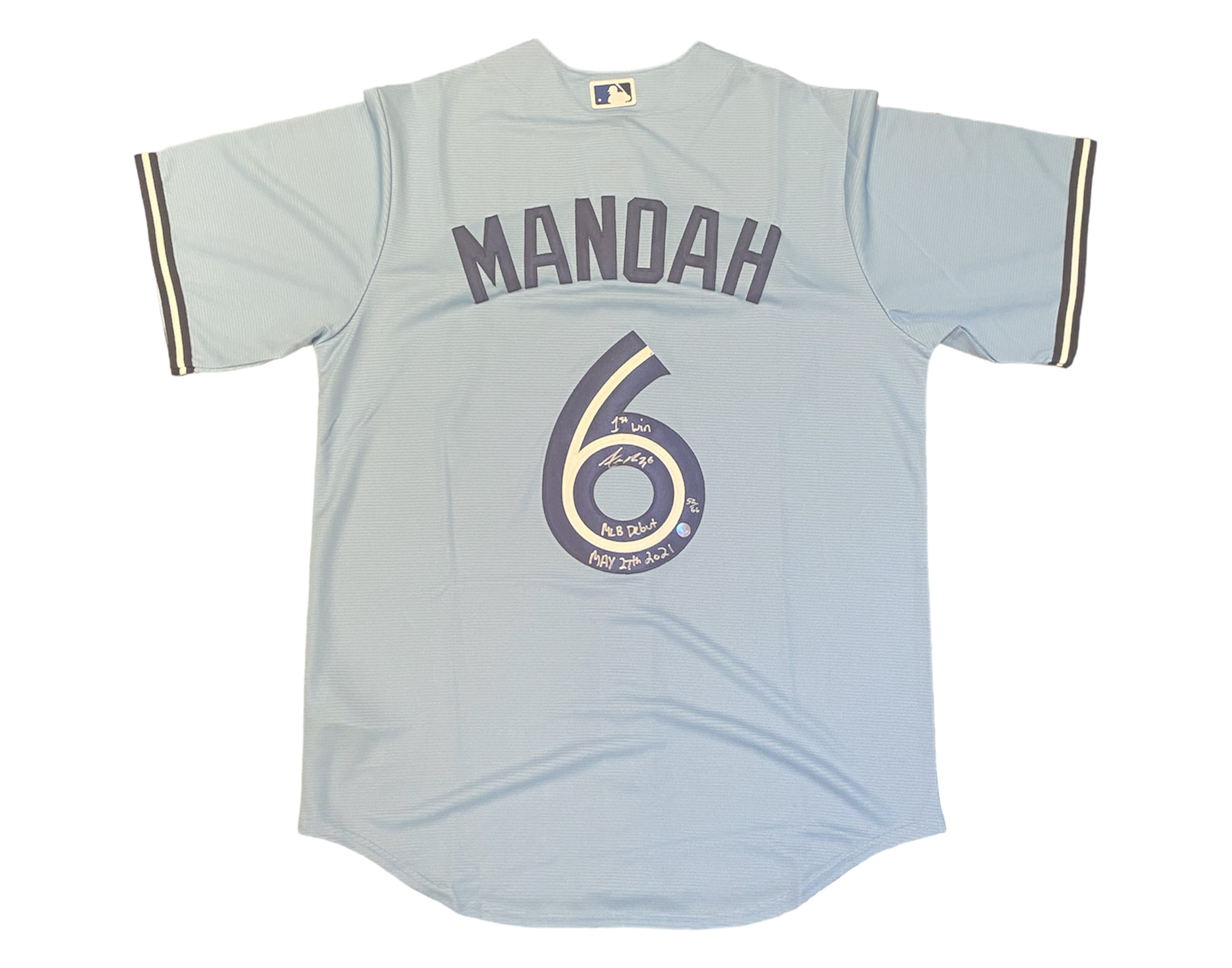 Alek Manoah Autographed Toronto Blue Jays Replica Nike Powder Blue Jersey Multi-Inscribed LE /66 - - Autographed Jerseys - TS Sports Memorabilia - I Love BJs