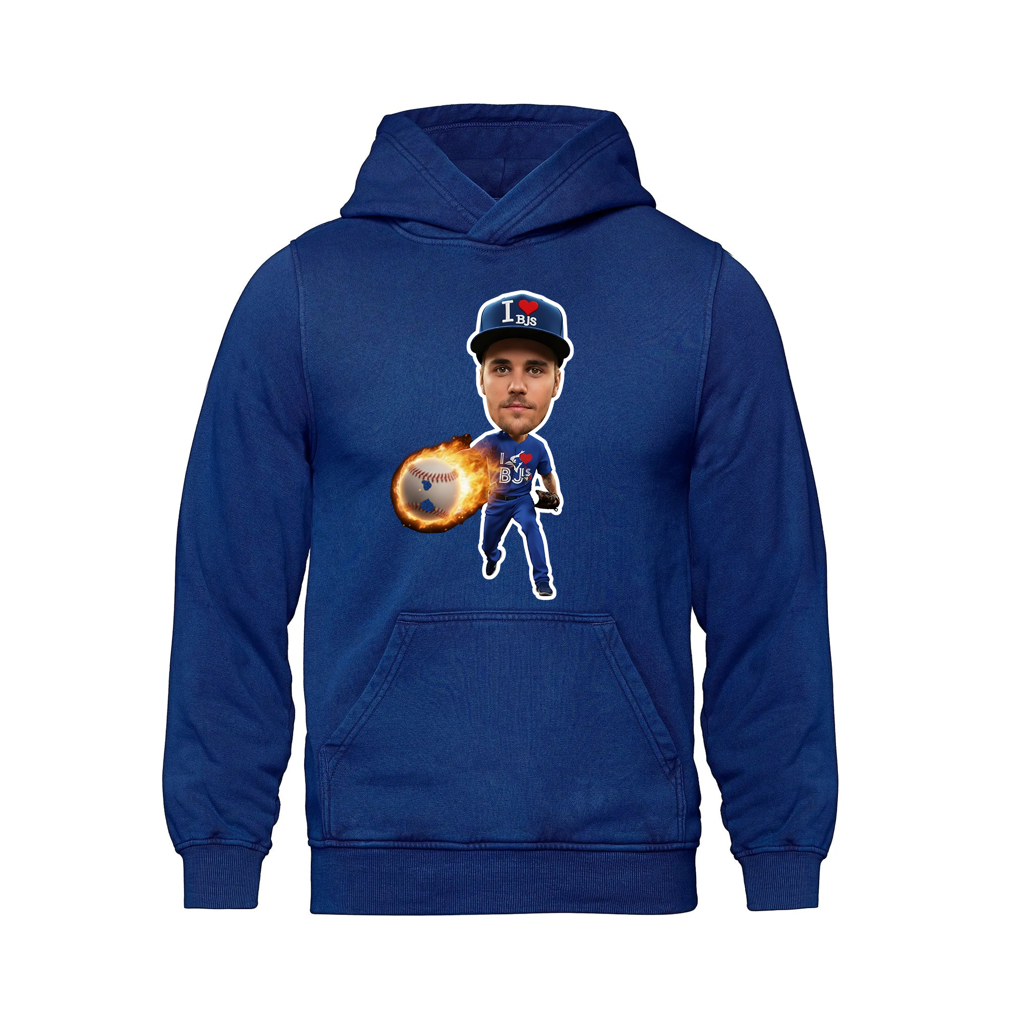 I Love BJs – Bieber Bobblehead Vintage Wash Hoodie - Royal Blue - Fleece - I Love BJs Shop