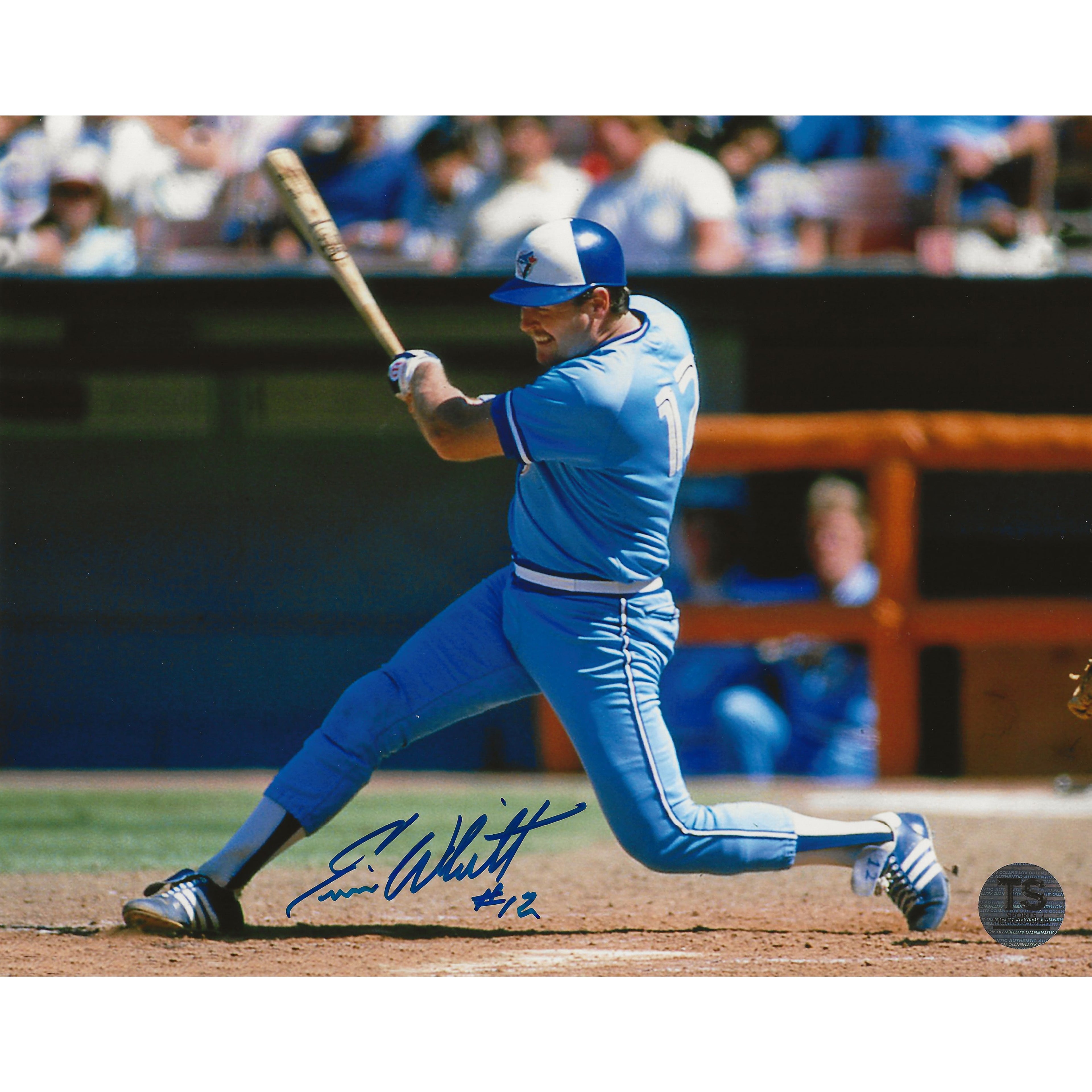 Ernie Whitt Autographed Toronto Blue Jays Swinging 8x10 Photo - - Autographed 8x10 Photos - TS Sports Memorabilia - I Love BJs