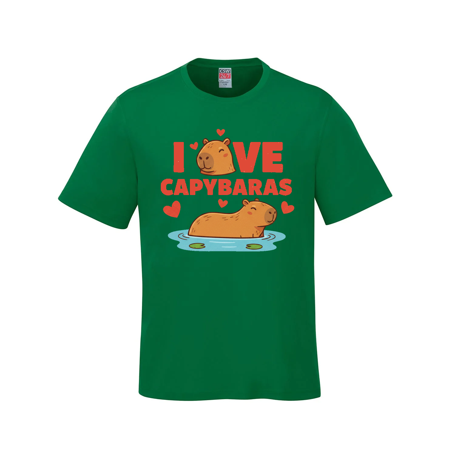 I Love Capybaras T-Shirt - Green - T-Shirt - Capybaras - I Love BJs