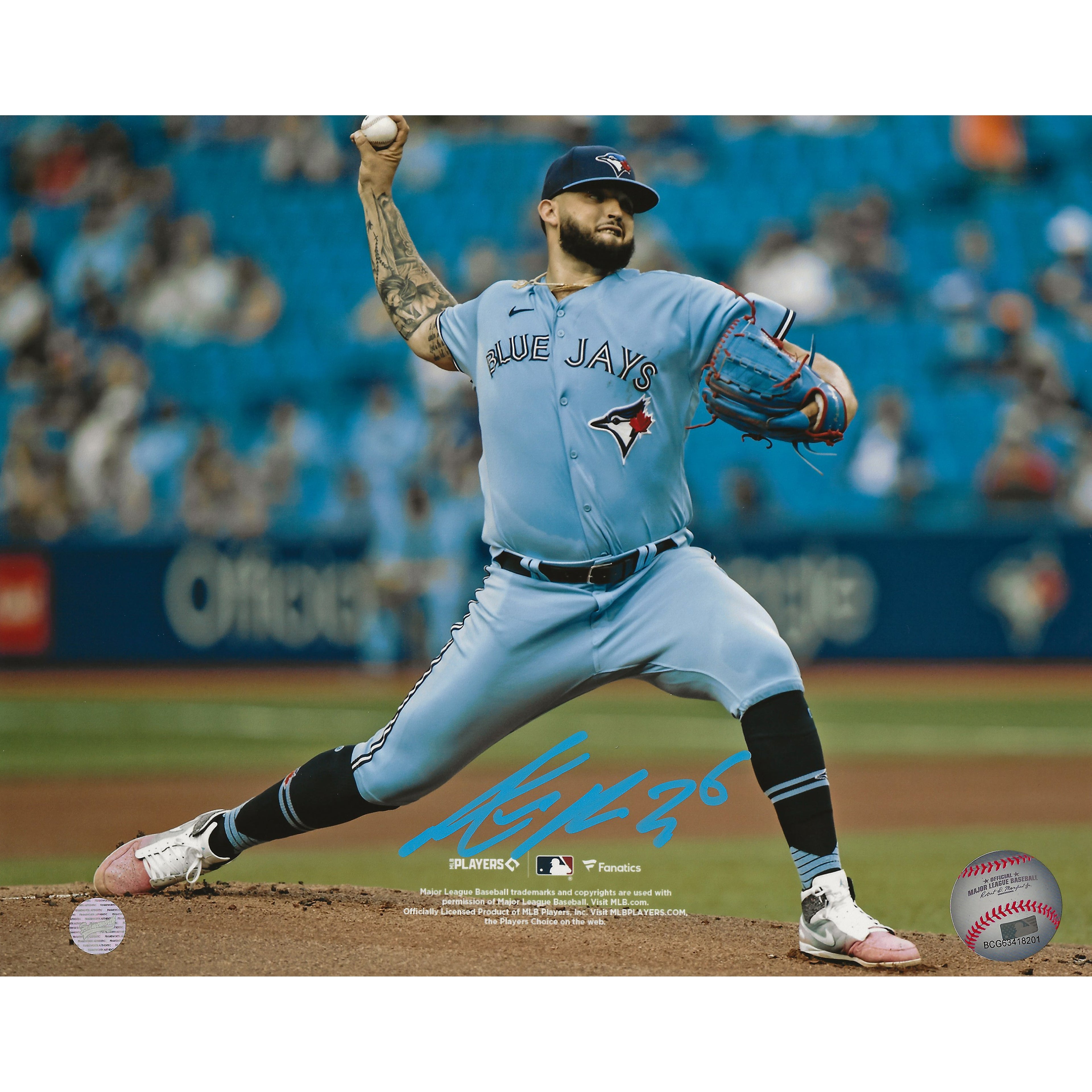 Alek Manoah Autographed Toronto Blue Jays Action Throwing Front View 8x10 Photo - - Autographed 8x10 Photos - TS Sports Memorabilia - I Love BJs