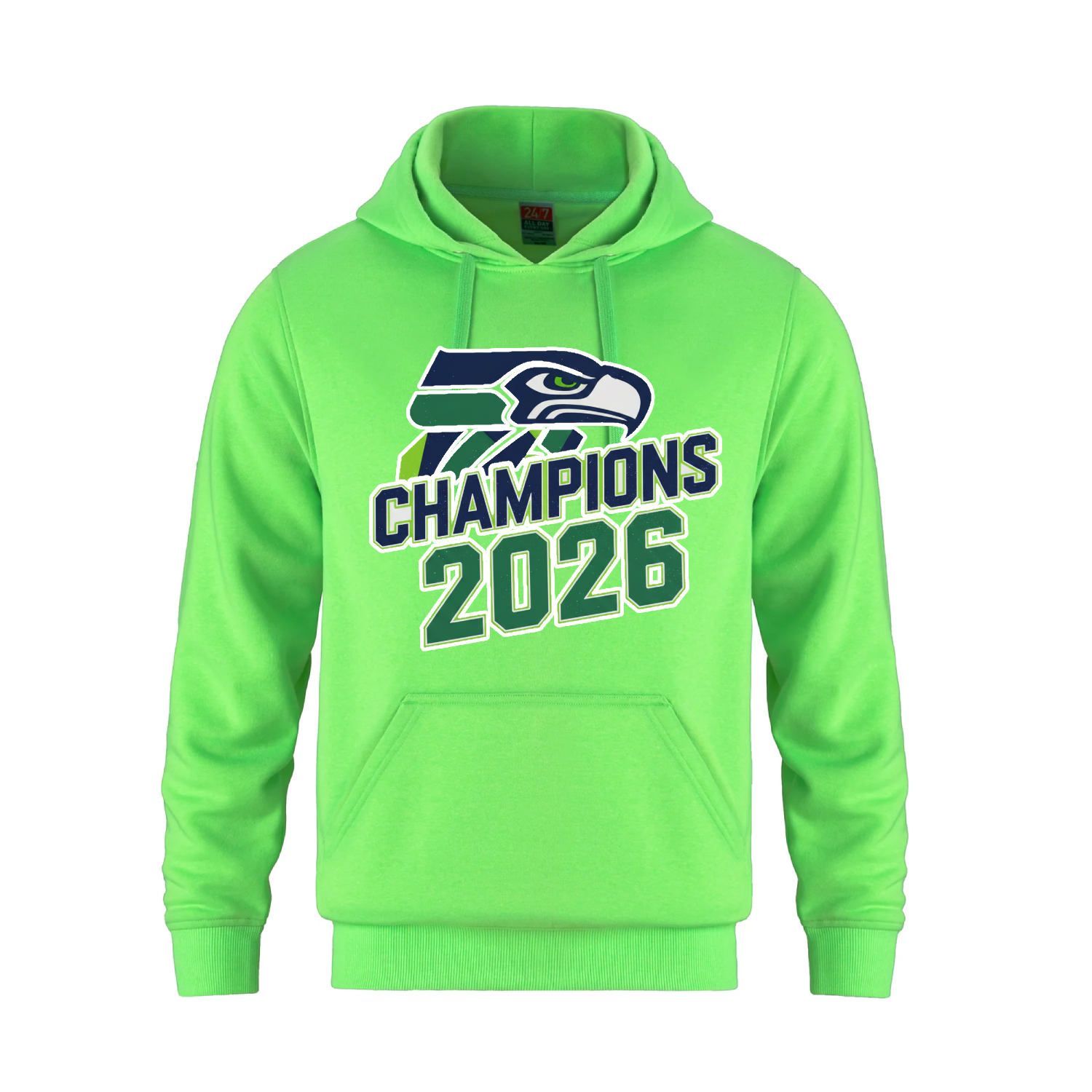 Seattle 2026 Championship Victory Neon Hoodie - Green - Fleece - Champions Only - I Love BJs