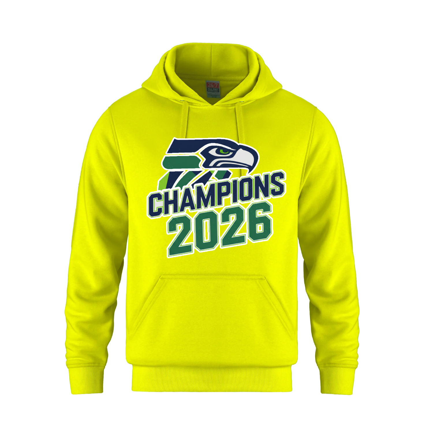 Seattle 2026 Championship Victory Neon Hoodie - Yellow - Fleece - Champions Only - I Love BJs