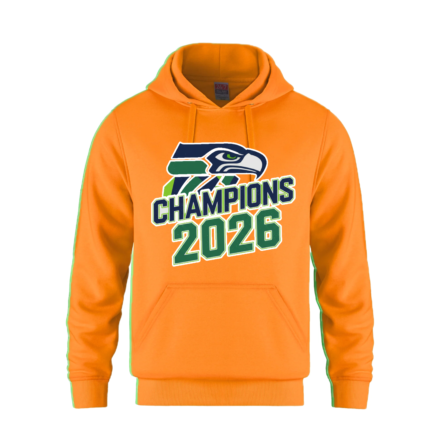 Seattle 2026 Championship Victory Neon Hoodie - Orange - Fleece - Champions Only - I Love BJs