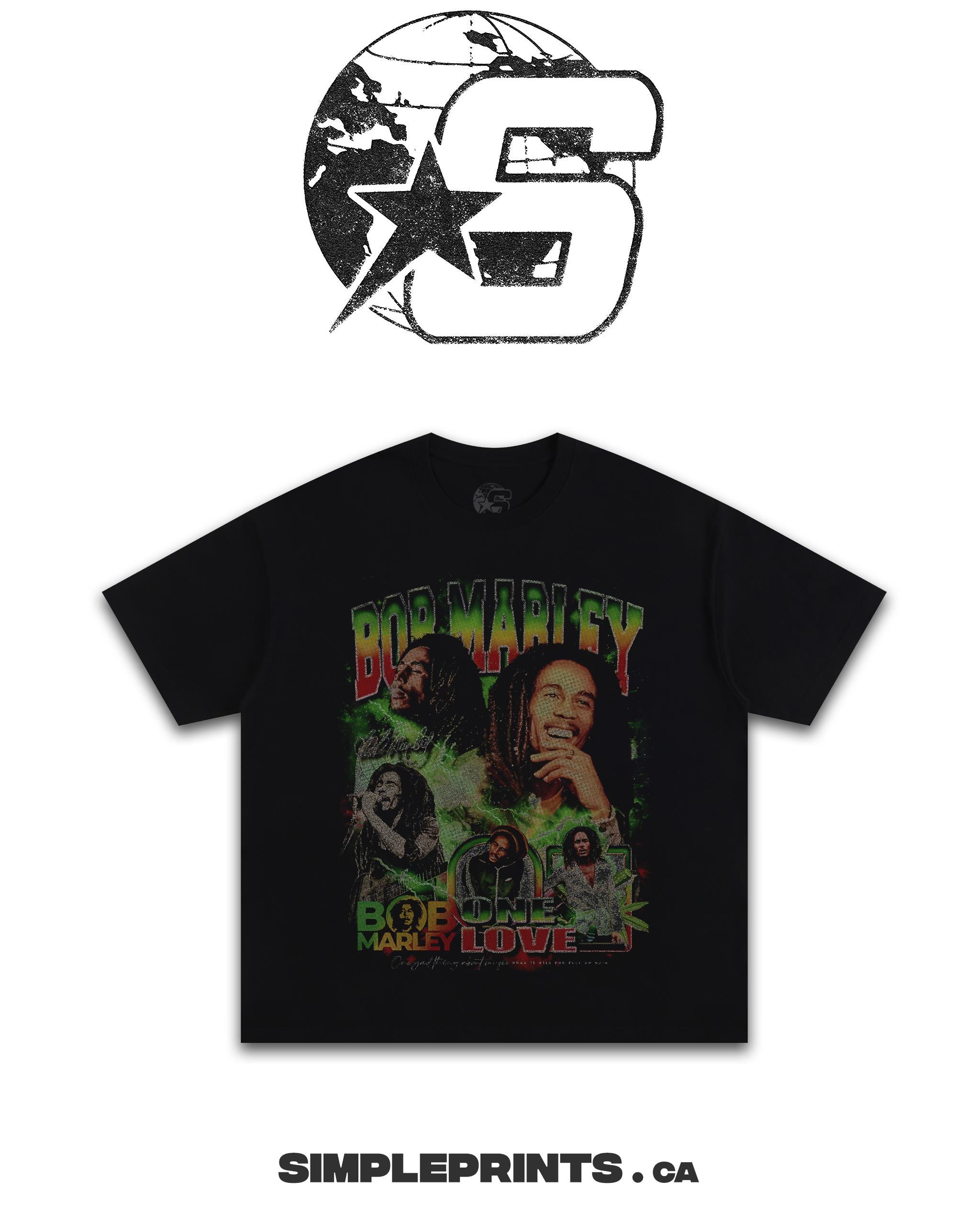 BOB MARLEY Graphic T-Shirt - - - Simpleprints - I Love BJs