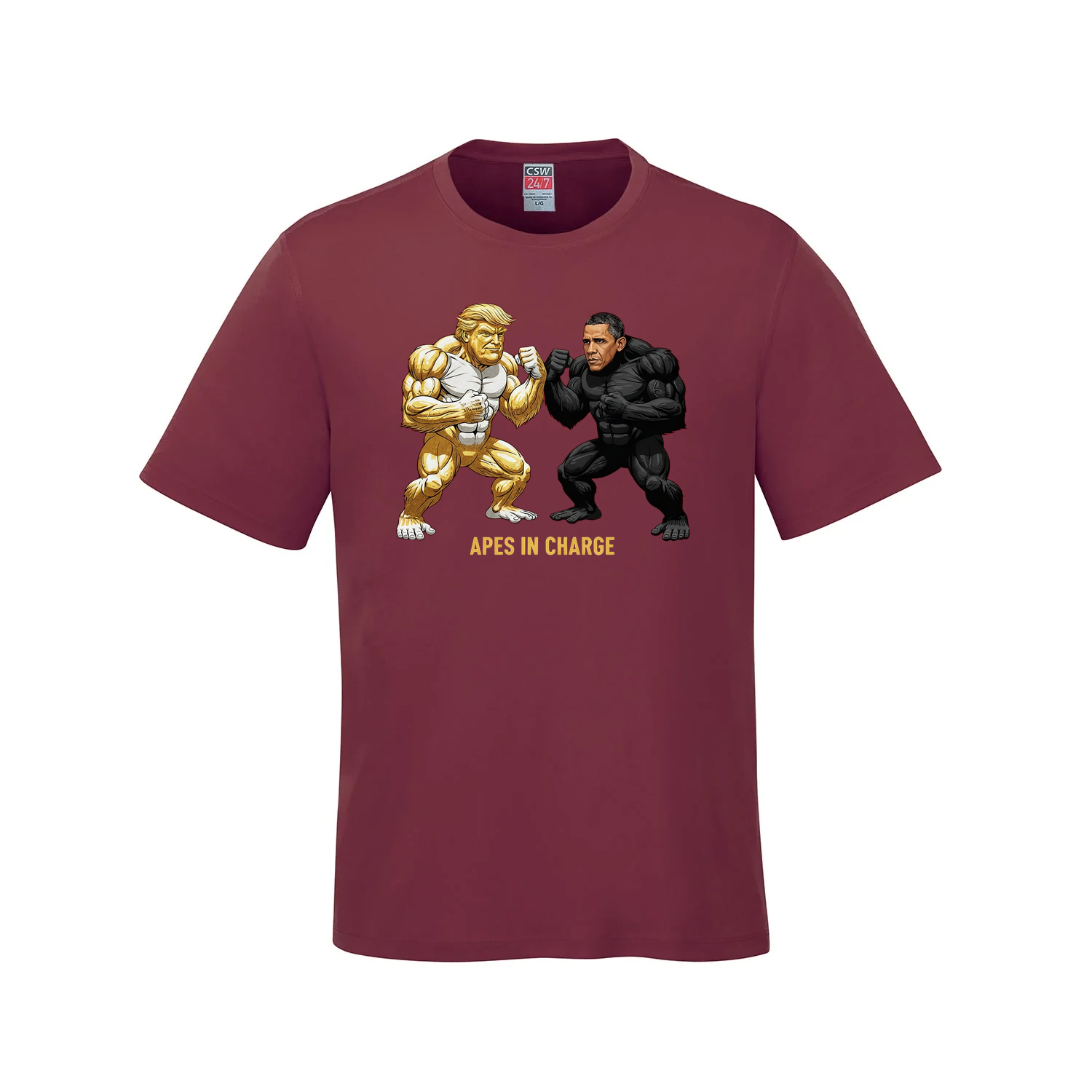 Apes In Charge T-Shirt - maroon - T-Shirt - Capybaras - I Love BJs
