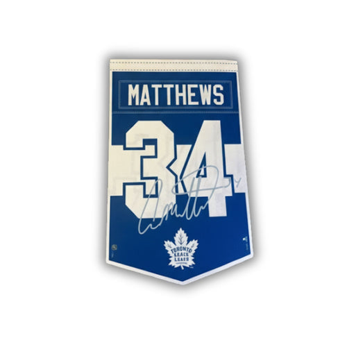 AUSTON MATTHEWS TORONTO MAPLE LEAFS ARENA PENNANT 15X24" - FACSIMILE SIGNATURE - Default Title - Arena Banner - Autograph Authentic - I Love BJs
