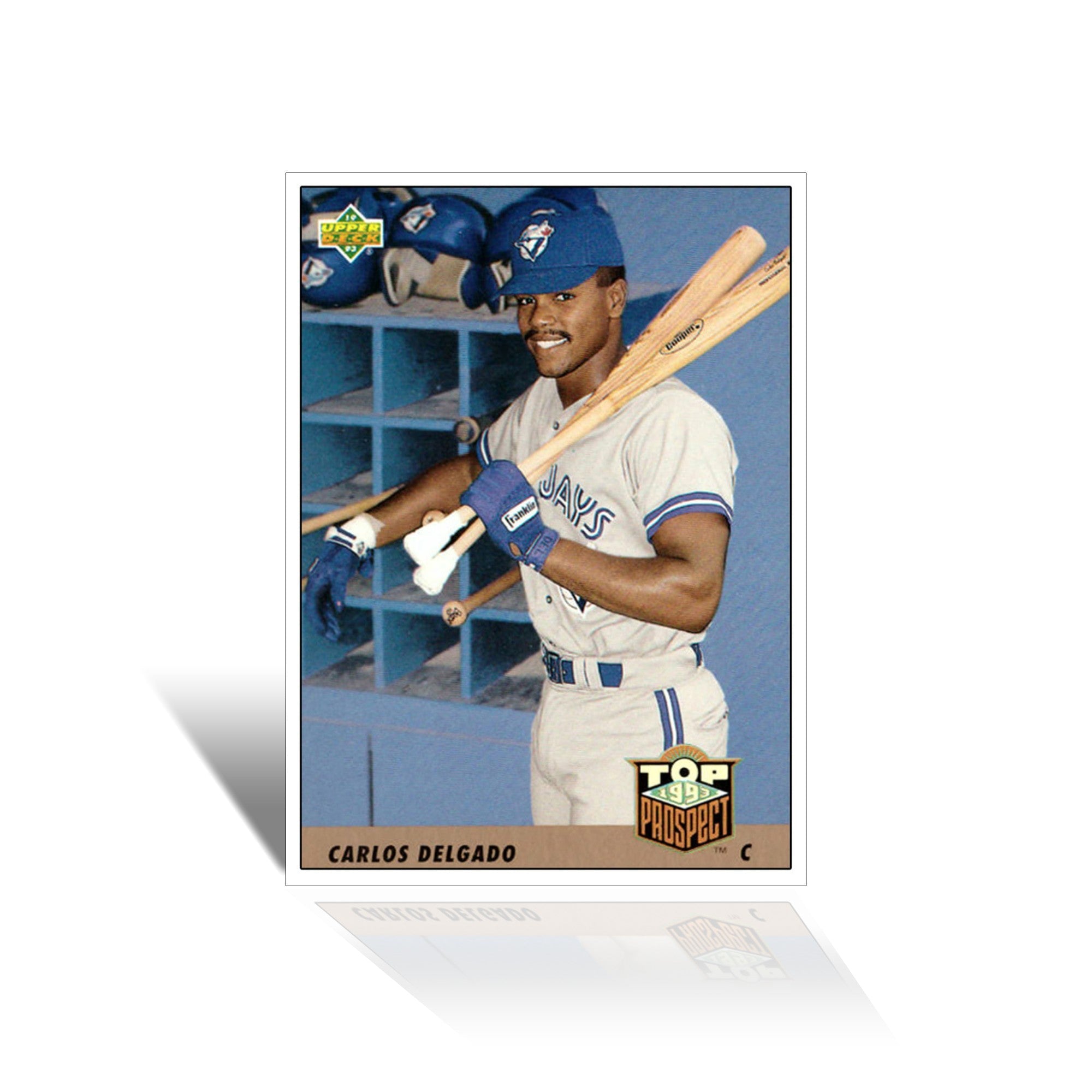 CARLOS DELGADO UPPER DECK ROOKIE CARD (1993) - TORONTO BLUE JAYS (3.5" BY 2.5") - Default Title - Trading Card - Autograph Authentic - I Love BJs